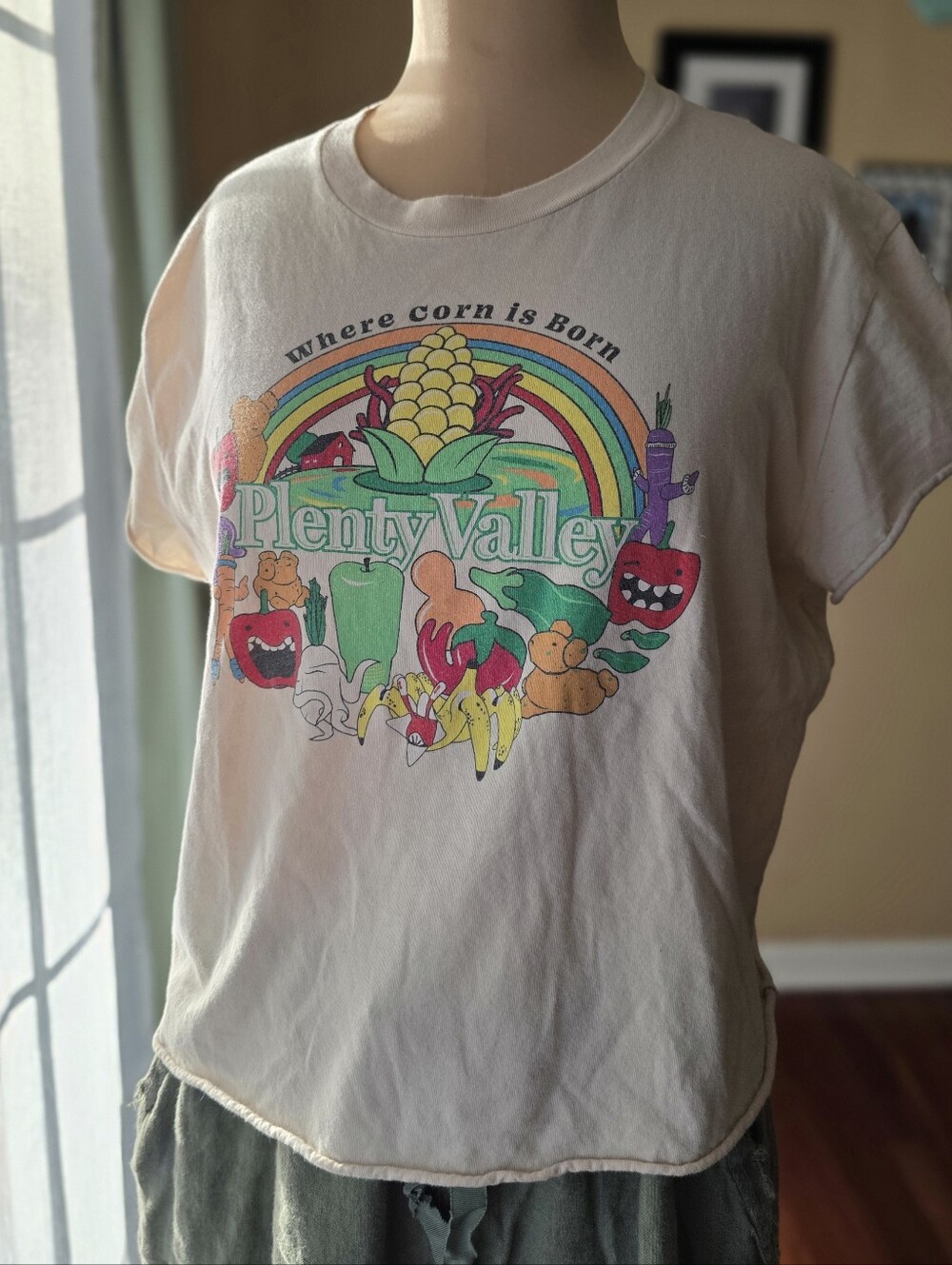 Meow Wolf Omega Mart Plenty Valley Crop Top Tee L Where Corn Is Born Cotton